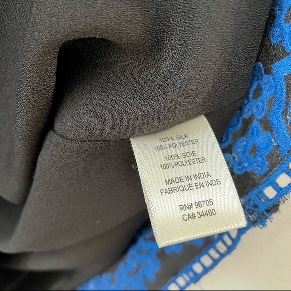 REBECCA TAYLOR Aztec Blue Embroidered Sleeveless Black Dress 100% Silk Size 2 - Picture 9 of 13